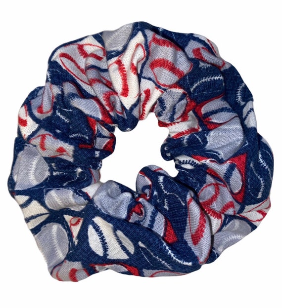 Scrunchies By Mar Handmade Sports Scrunchie Blue Baseball Etsy