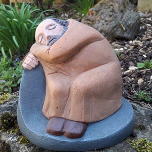Clay figure, handmade ceramic sculptures, home & garden decoration, Resting Man, Sleeper, Unique, Handpainted, Handmade
