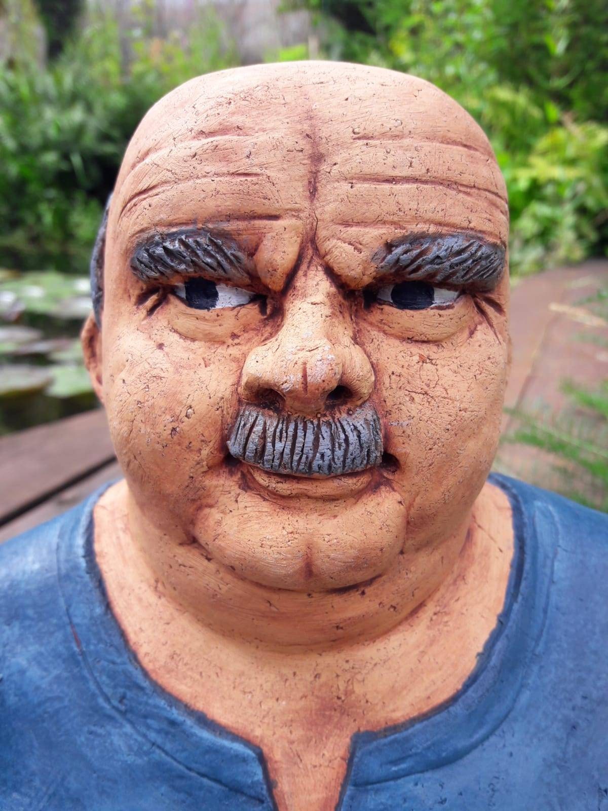 Clay Figure, Handmade Ceramic Sculpture, Gift for Father, Home & Garden