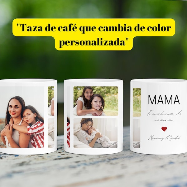 Taza personalizada con foto de madre cambia de color. Regalo ideal para mamá, abuela, tía  Spanish coffee mug Tu Eres La Razon de mi Sonrisa