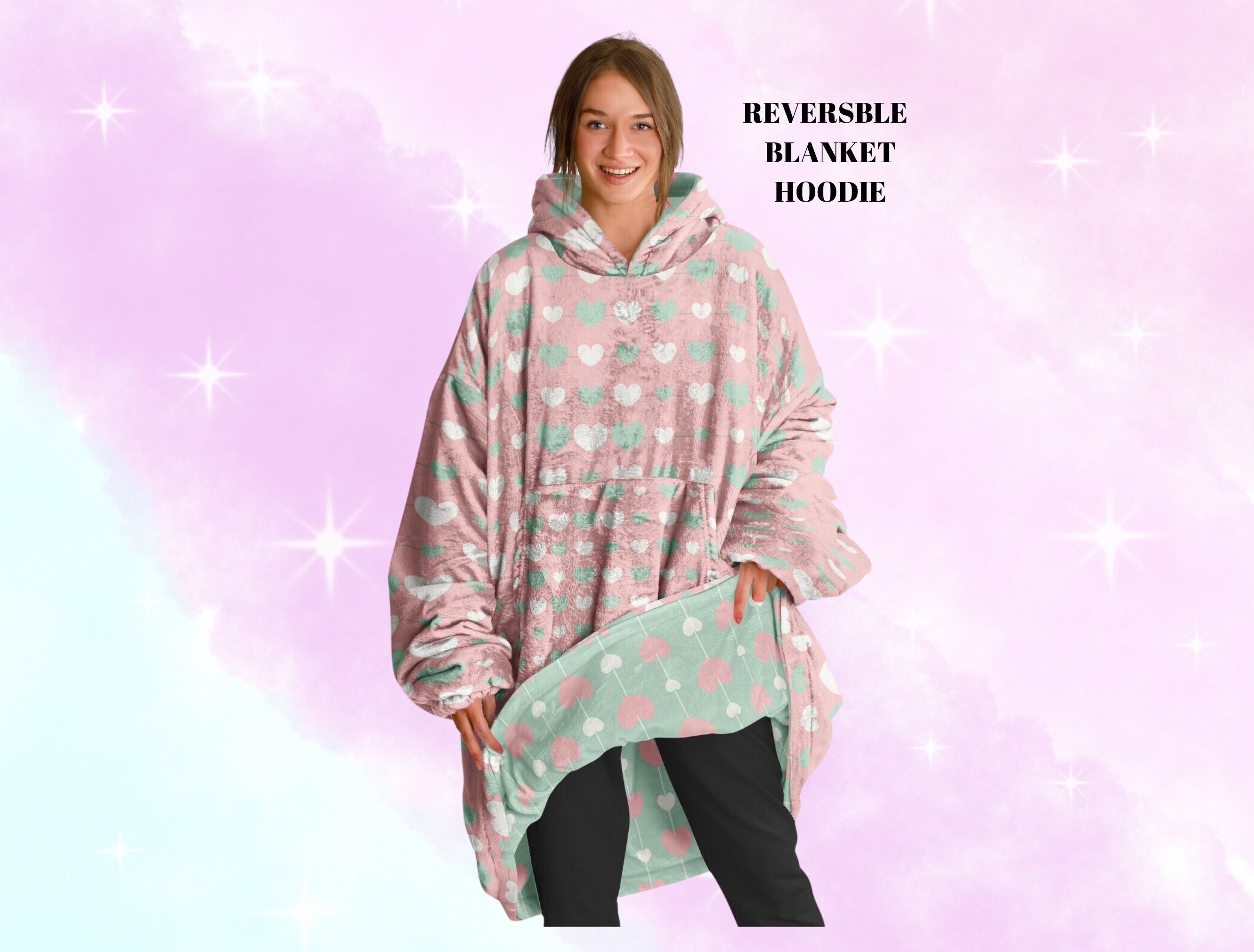 Reversible Oversized Sherpa Hoodie Blanket Lounge Sherpa Hoodie Sweatshirt for Women and Men Warm and Cozy With Sleeves and Giant Pocket Etsy