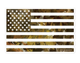 Woodland Camo USA Flag Sticker