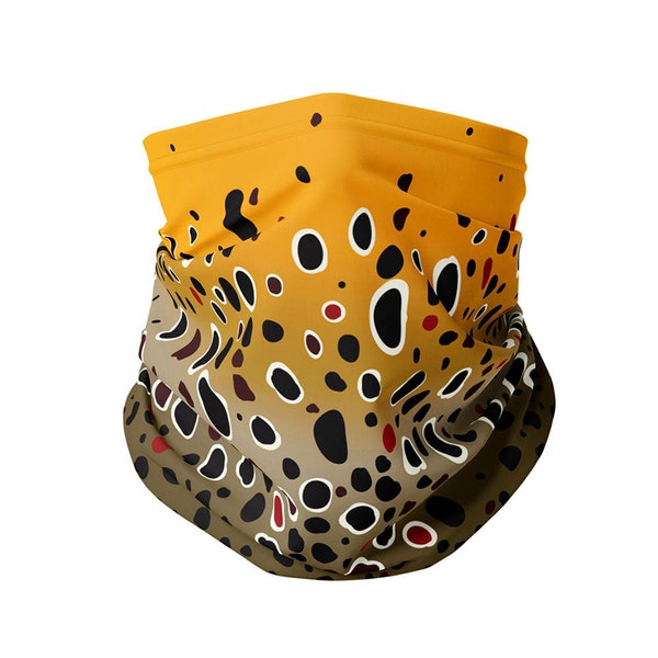 Sun Protection Fishing Neck Gaiter, Brown Trout Pattern