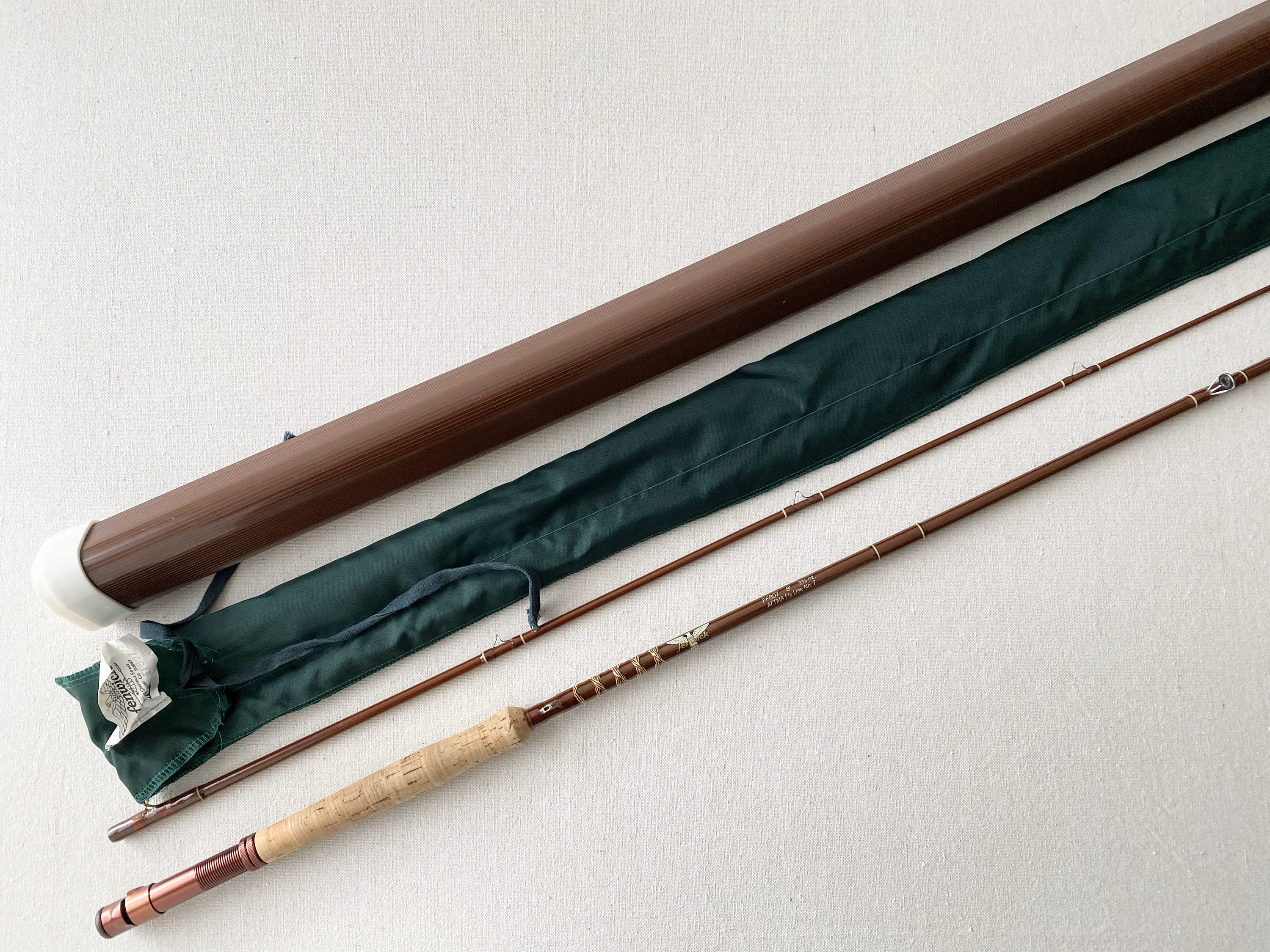 Vintage Fenwick FF807 8' 7 Wt. Fiberglass Fly Rod in Tube W/ Sock