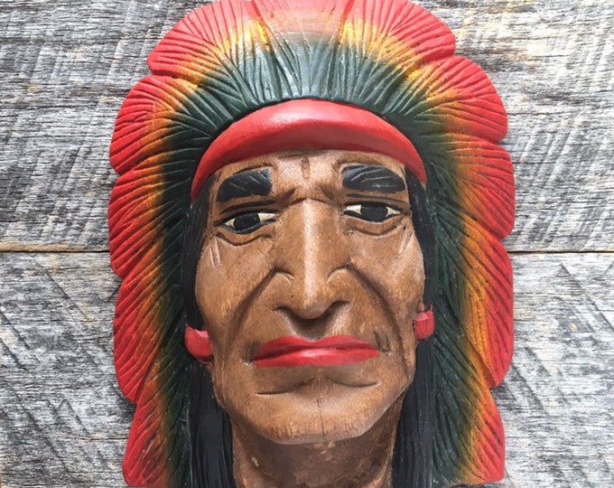 Carved Wooden Tobacco Shop Cigar Indian Chief - Man Cave Art, Cabin Art