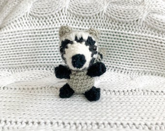 Tiny Crochet Raccoon Amigurumi with optional keychain