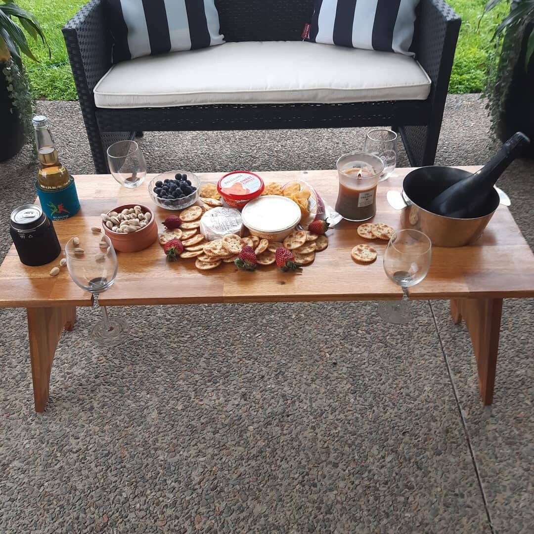 Folding picnic / grazing tables with coloured design on ends Etsy