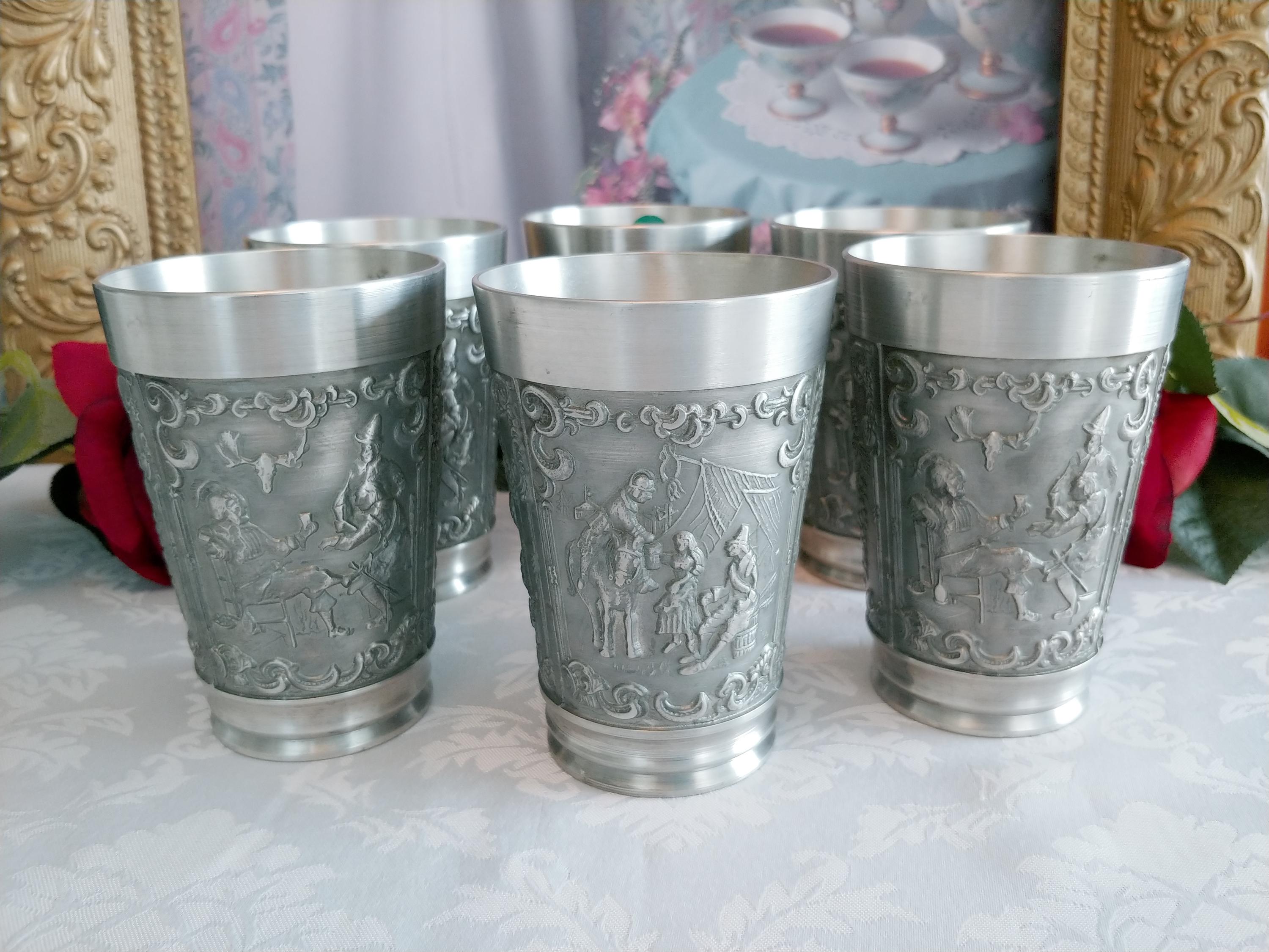 Set of 2 Vintage Rein Zinn BMF Pewter Cup, Small Pewter