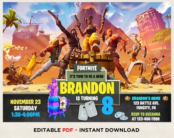 fortnite birthday invitation instant download battle royale invitation birthday boys printable gamer birthday invitation video game party - fortnite diy party