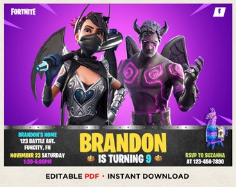 fortnite birthday invitation instant download battle royale invitation birthday boys printable gamer birthday invitation video game party - fortnite theme party