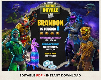 fortnite birthday invitation instant download battle royale invitation birthday boys printable gamer birthday invitation video game party - invitation fete fortnite