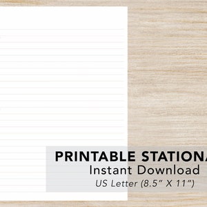 May include: Printable stationery paper with three red hearts on the left side. The paper is lined and has a white background. The text at the bottom reads "Printable Stationery Instant Download US Letter (8.5" x 11")".