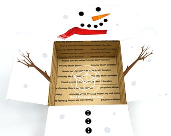 Christmas care package stickers / snowman shipping gift box  / winter college student box / deployment box for boyfriend / box flap stickers