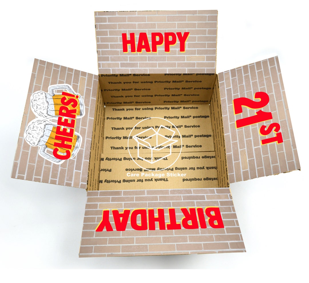 Birthday Box for Him / Care Package Flap Sticker Kit / Gift Etsy