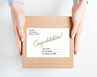 Congrats address label for shipping box / congratulations return mailing tag for care package / custom delivery envelope sticker / grad