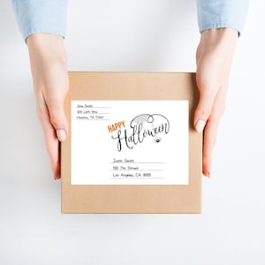Halloween shipping label for care package /  address sticker / address label / return label / mailing label sticker for care shipping box