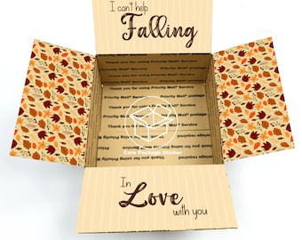 Naklejki na jesienne paczki z prezentami / pudełko „Love for You” dla niego / pudełko na Święto Dziękczynienia dla chłopaka na odległość / jesienne pudełka z prezentami „Tęsknię za Tobą”