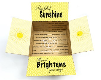 Box of sunshine care package stickers / sunshine box / college care package / get well / hospital gift / sympathy / break up gift box