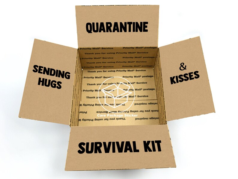 Quarantine care package sticker kit stay home supplies box Etsy