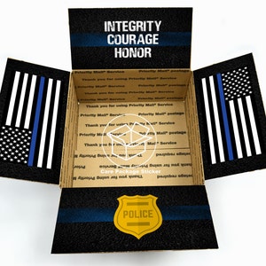 Confezione regalo per agente di polizia / pacchetto di cura per l&#39;apprezzamento delle forze dell&#39;ordine / sottile linea blu / kit adesivo con etichetta con patta per scatola di laurea dell&#39;accademia per poliziotto