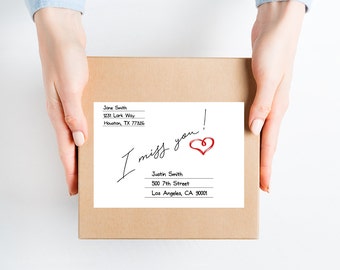 Shipping label for care package /  address sticker / address label / i miss you / return label / college / deployment / long distance gift