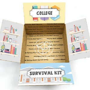College care package stickers / university student gift box / freshman survival kit / final exam care package / decorated shipping box flaps