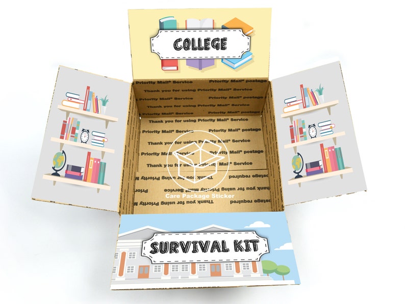 finals sticker kit ldr studying survival kit snack box exam College care package back to school pre-made box flaps student gift box