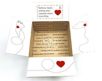 State heart care package flaps / long distance package for boyfriend / deployment gift box for him / usps flat rate shipping box labels