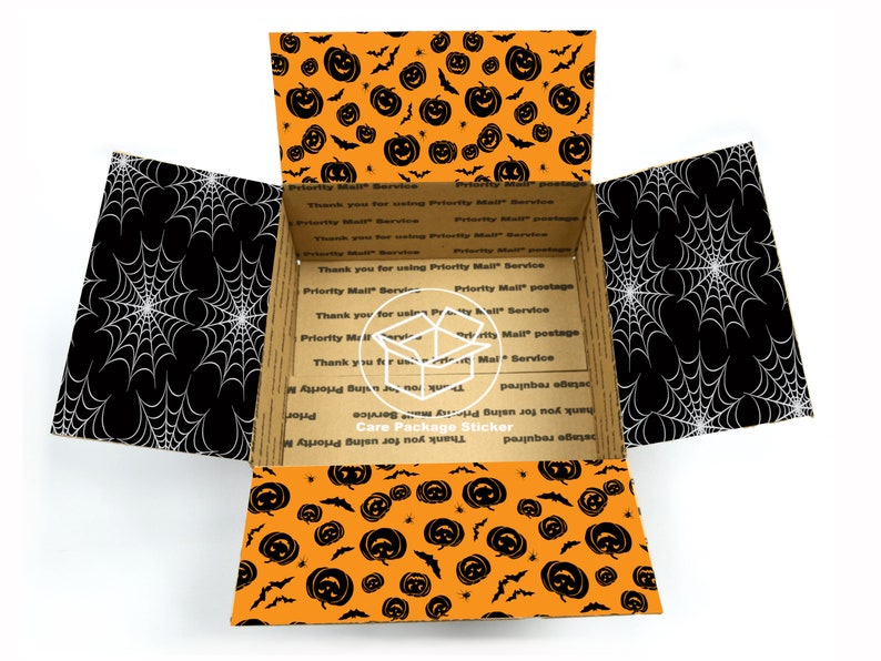 Halloween gift box care package stickers by carepackagesticker on etsy