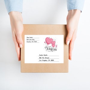 Valentines&#39;s Day address label / care package mailing address label sticker / shipping box address sticker / delivery address sticker