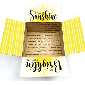 Sunshine box / box of sunshine / college student care package / breakup / divorce / sympathy gift box / hospital git / care package stickers