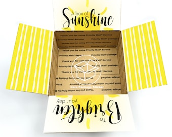 Sunshine box / box of sunshine / college student care package / breakup / divorce / sympathy gift box / hospital git / care package stickers