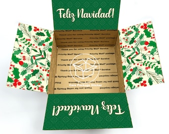 Christmas care package / feliz navidad box / long distance relationship box for boyfriend / deplpoyment box for him / shipping flap stickers