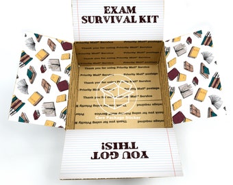 Finals care package / finals week survival kit / gift box for student / university exam survival kit / shipping box flap decoration stickers