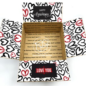 Anniversary gift box stickers / long distance relationship care package for boyfriend / shipping box flaps / i love you deployment for him image 1
