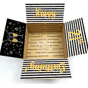 21st birthday box for her / custom age care package / student gift shipping box flap sticker kit / long distance gift for girlfriend friend