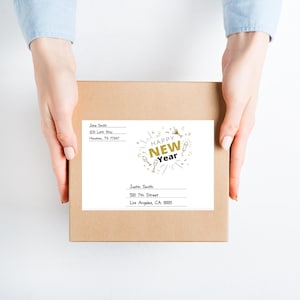 Happy New Year shipping label box /  address sticker / address label / mailing label sticker / 2022 / care package address label sticker