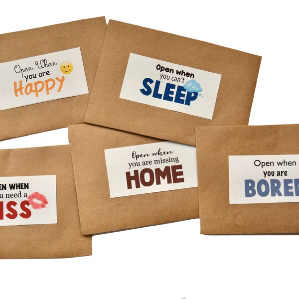 12 open when letter labels / long distance relationship gift / girlfriend / deployment / letters to boyfriend / sticker labels for envelope