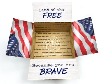 Patriotic Care Package Stickers, Military Deployment, LDR Gift Box Flaps