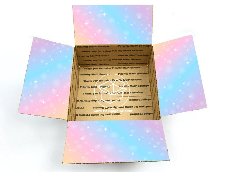 birthday colorful box decoration rainbow Care package flaps surprise kids college care package box stickers unicorn get well soon