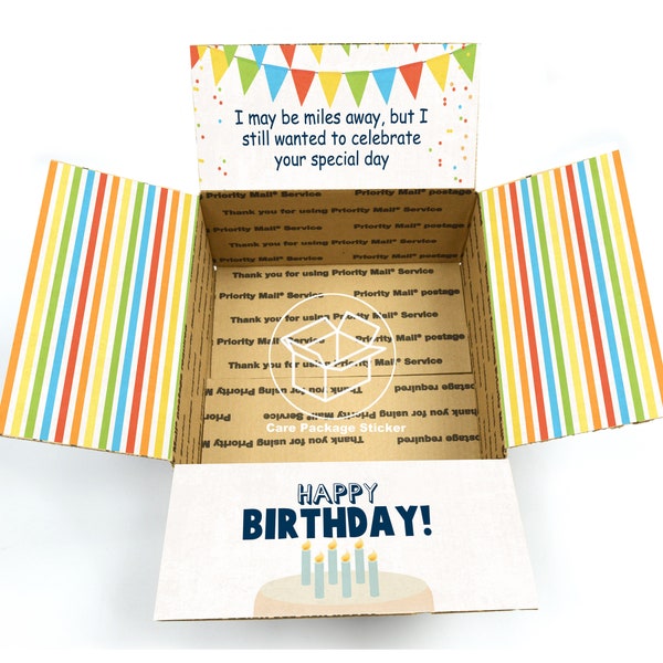 Adesivi per pacchetto di cura della scatola di compleanno / regalo per studenti universitari / fidanzato a lunga distanza / regalo di distribuzione per lui / decorazione di spedizione