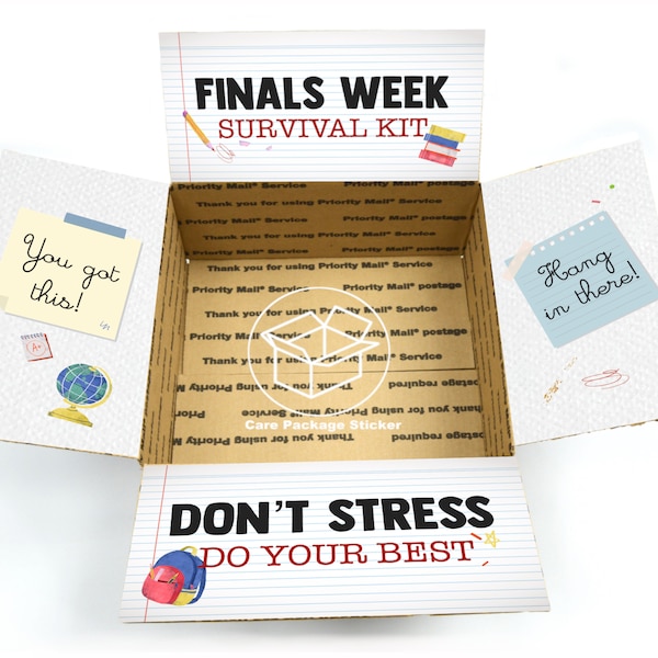 Finals care package sticker kit / college survival kit  / student exam study motivation