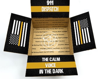 911 Dispatcher gift box / emergency first respnder care package / thin gold line / law enforcement appreciation / flap sticker labels