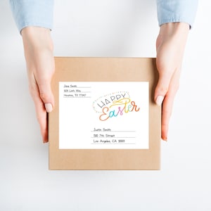 Easter shipping label sticker for care package box / return address label tag / mailing decal / large package post