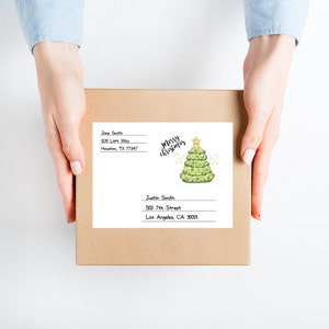 Christmas address label for care package / mailing address label sticker for shipping box / delivery address tag sticker for deployment box