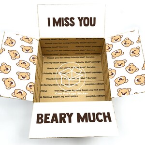 We miss you care package / bear gift box / college care package for student / deployment gift for him / long distance family box stickers I Miss You
