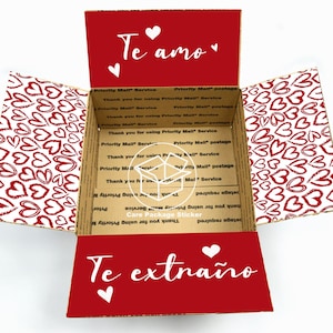 Te amo spanish care package flaps / long distance anniversary box / deployment / te amo / college care package / shipping box sticker