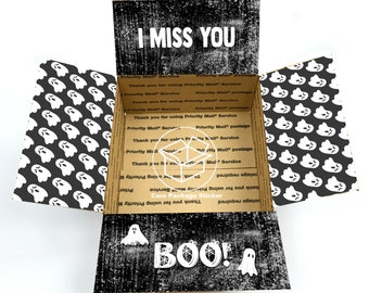 Halloween care package flap stickers / ghost hey boo box / spooky halloween box for boyfriend / college care package / halloween treat box