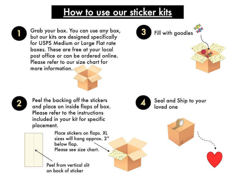 How to decorate shipping box with care package stickers