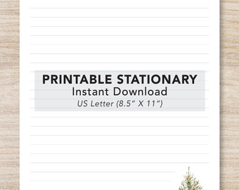 Christmas  stationery printable template / letter note paper 8.5" X 11" instant digital download PDF & JPEG